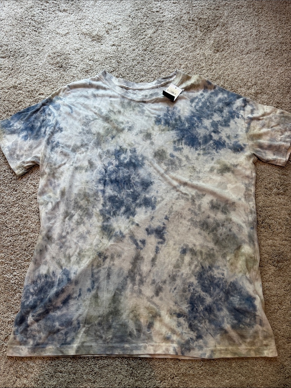 Abercrombie & Fitch Short Sleeve Tie-Dye Crewneck Tee - Blue, Gray, Olive